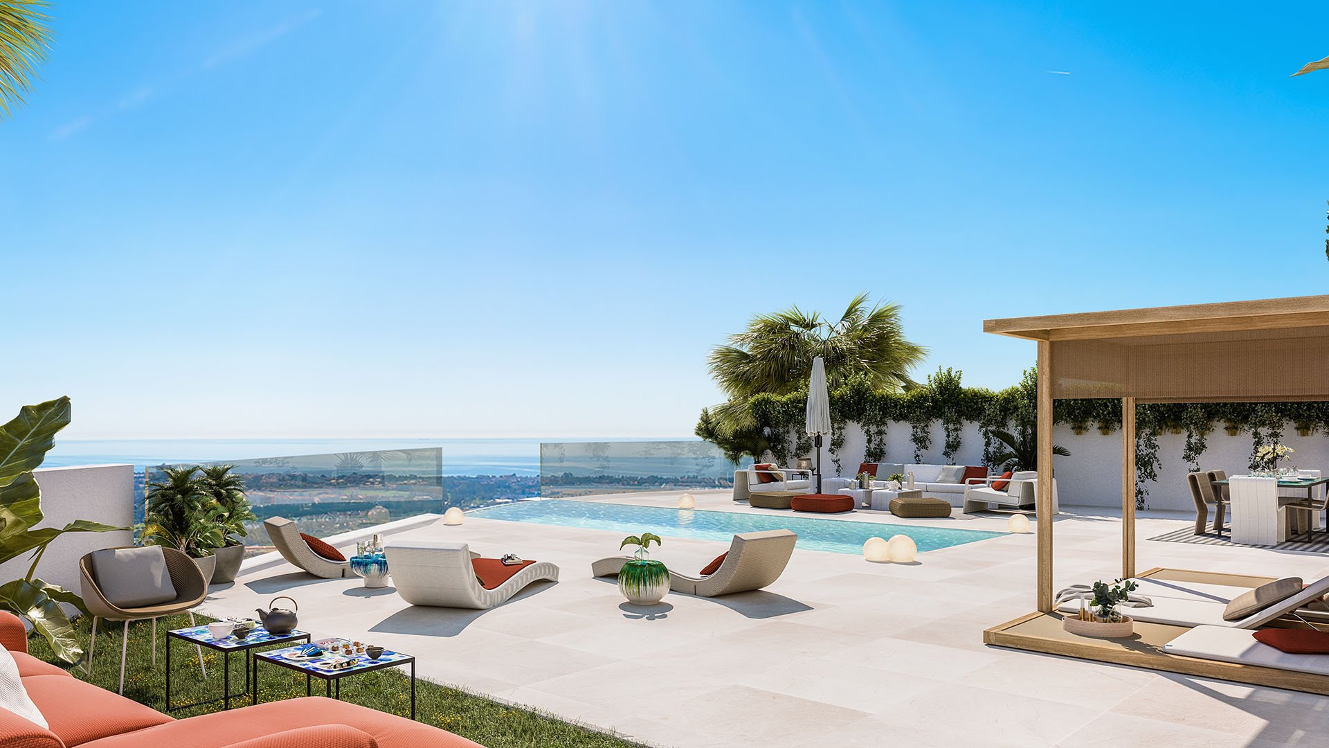 Terras met privé infinity pool van Ocean 360 in Benahavís