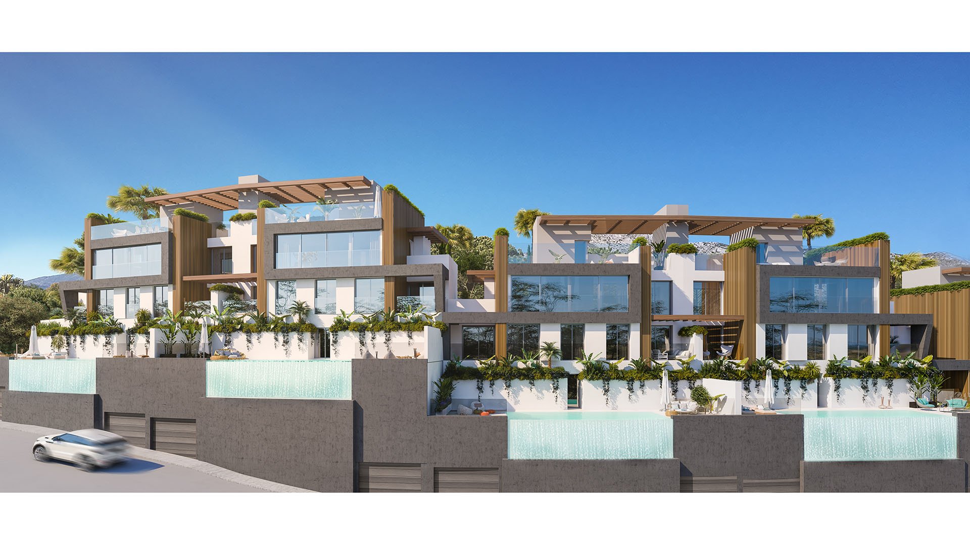 Lichte open woonkamer van een Ocean 360 villa in Benahavís