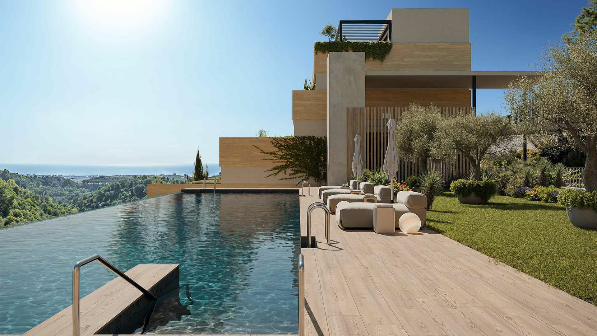 Infinity pool Soleil Marbella met uitzicht op de Middellandse Zee